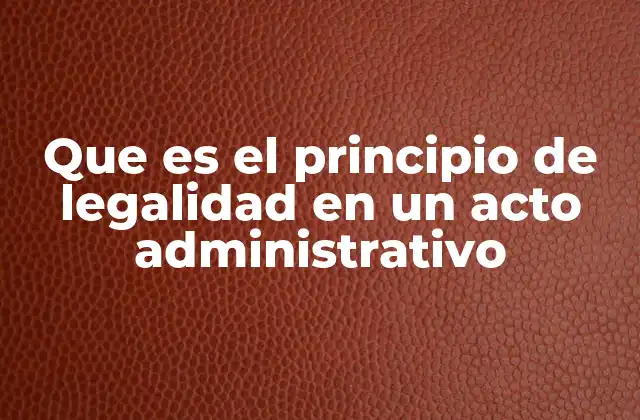 Que es el Principio de Legalidad en un Acto Administrativo