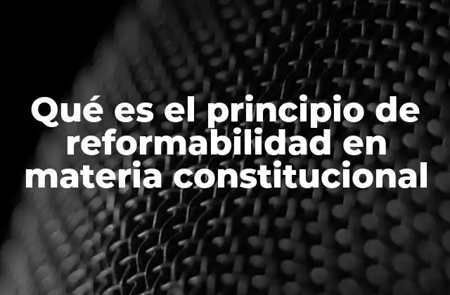 Qué es el Principio de Reformabilidad en Materia Constitucional