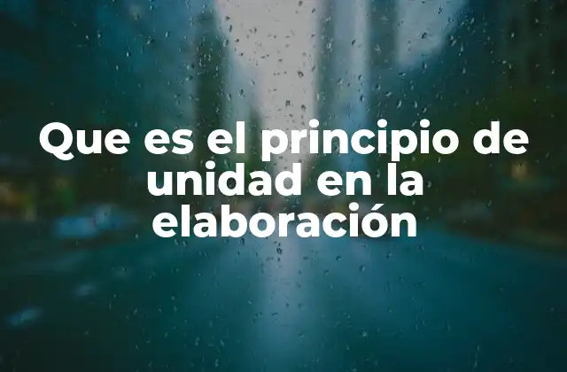 Que es el Principio de Unidad en la Elaboración