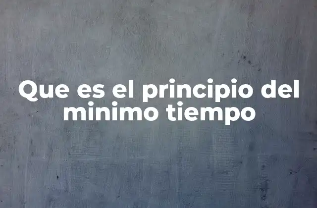 Que es el Principio Del Minimo Tiempo