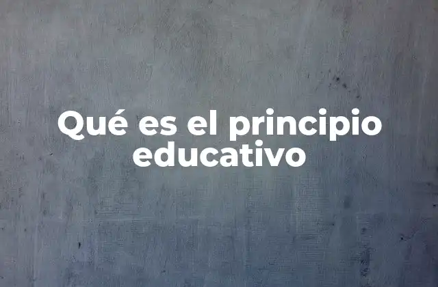 Qué es el Principio Educativo