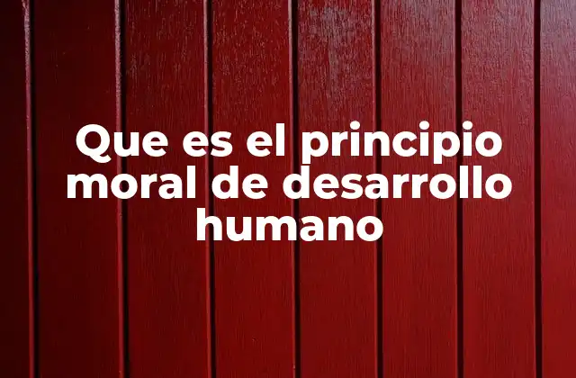Que es el Principio Moral de Desarrollo Humano