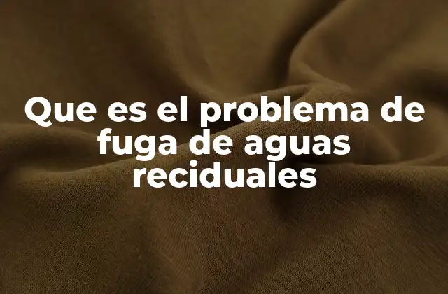 Que es el Problema de Fuga de Aguas Reciduales