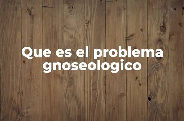 Que es el Problema Gnoseologico