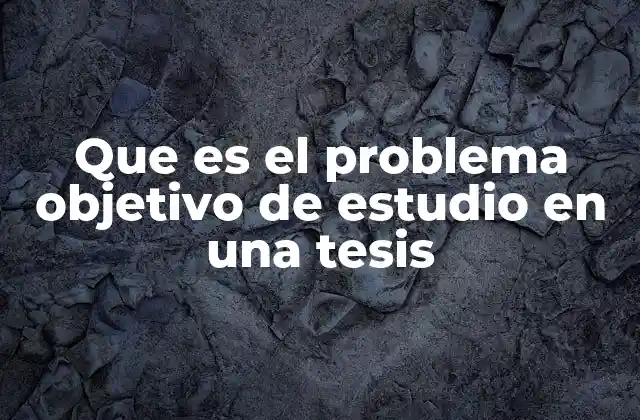 Que es el Problema Objetivo de Estudio en una Tesis