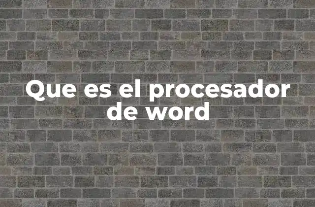 Que es el Procesador de Word