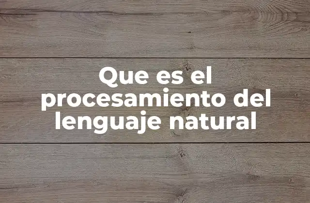 Que es el Procesamiento Del Lenguaje Natural