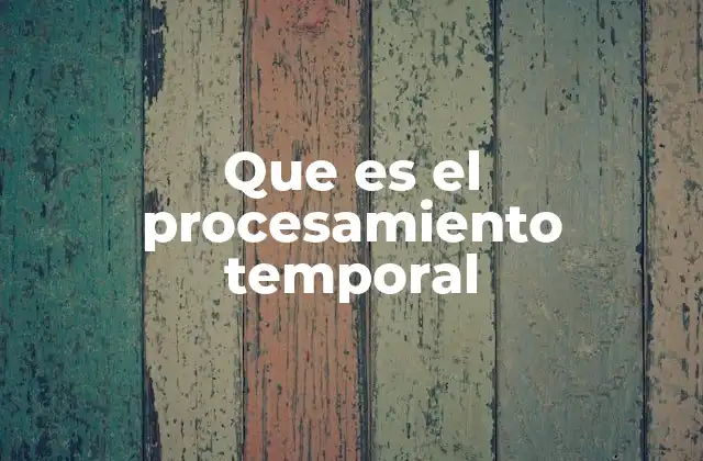 Que es el Procesamiento Temporal