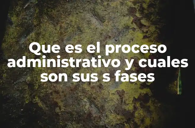Que es el Proceso Administrativo y Cuales Son Sus S Fases