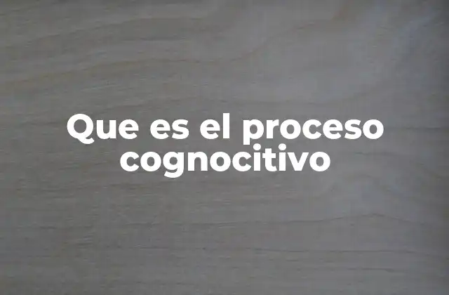 Que es el Proceso Cognocitivo