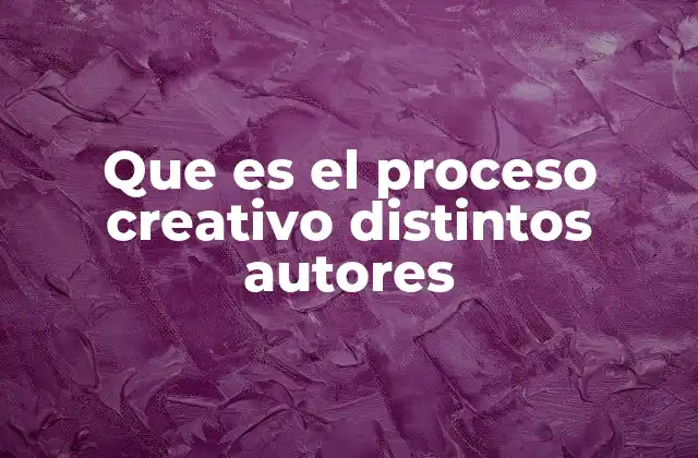 Que es el Proceso Creativo Distintos Autores