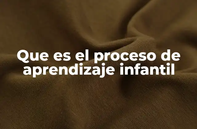 Que es el Proceso de Aprendizaje Infantil