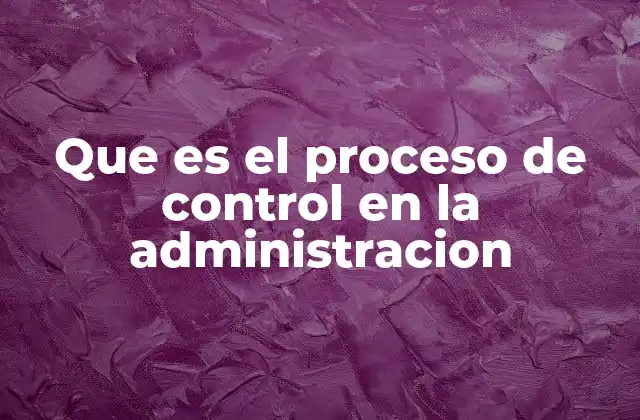 Que es el Proceso de Control en la Administracion