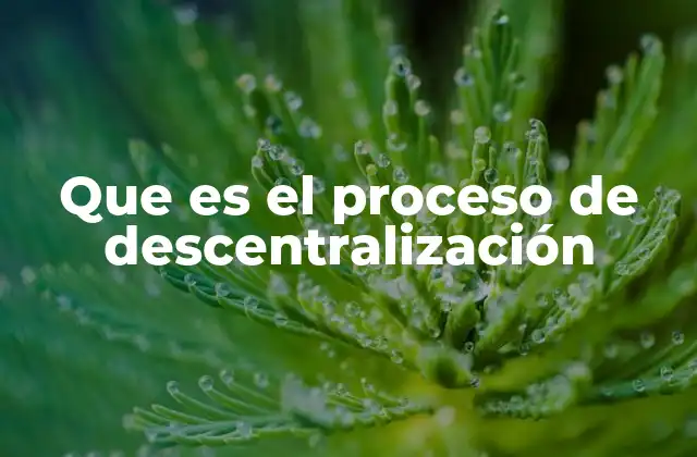 Que es el Proceso de Descentralización