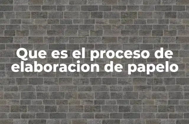 Que es el Proceso de Elaboracion de Papelo