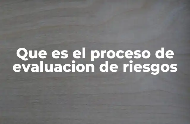 Que es el Proceso de Evaluacion de Riesgos