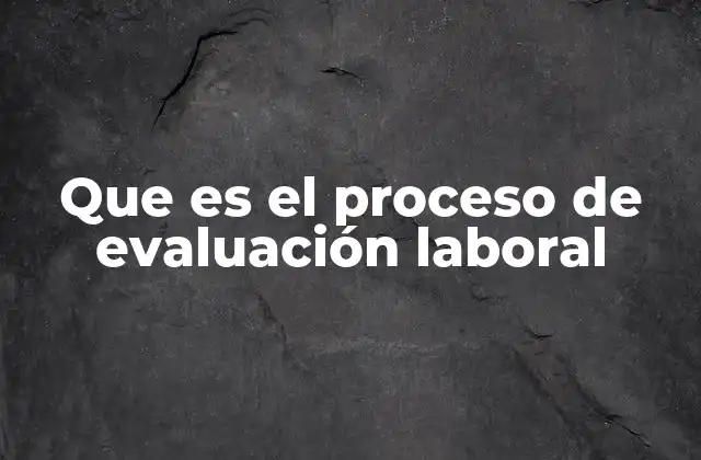 Que es el Proceso de Evaluación Laboral