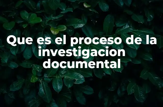 Que es el Proceso de la Investigacion Documental