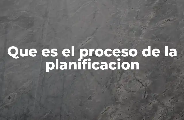 Que es el Proceso de la Planificacion