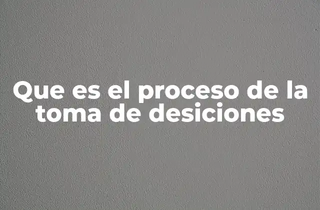 Que es el Proceso de la Toma de Desiciones