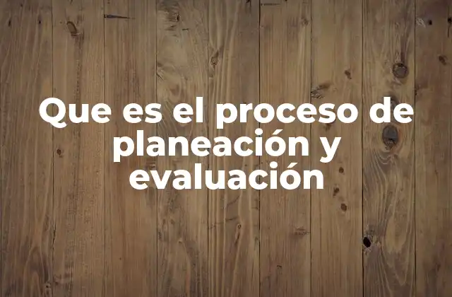 Que es el Proceso de Planeación y Evaluación