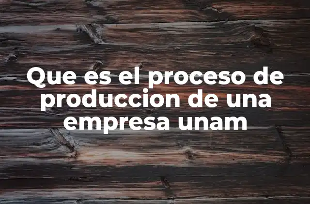 Que es el Proceso de Produccion de una Empresa Unam