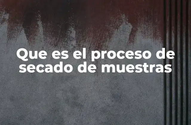 Que es el Proceso de Secado de Muestras