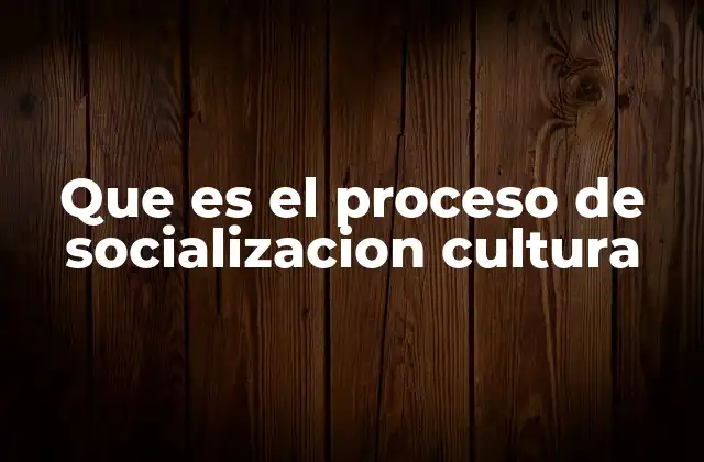 Que es el Proceso de Socializacion Cultura