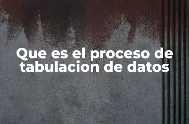 Que es el Proceso de Tabulacion de Datos
