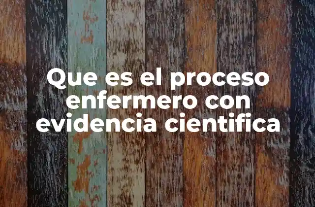 Que es el Proceso Enfermero con Evidencia Cientifica