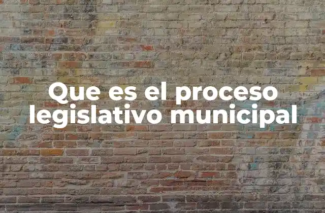 Que es el Proceso Legislativo Municipal