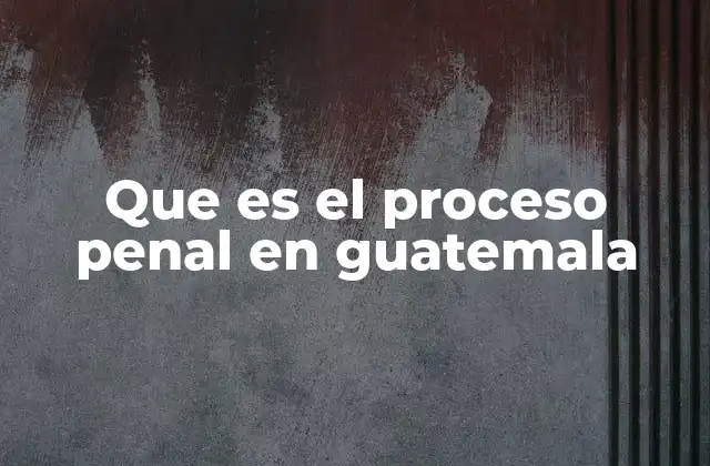 Que es el Proceso Penal en Guatemala