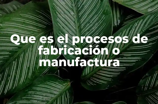 Que es el Procesos de Fabricación o Manufactura