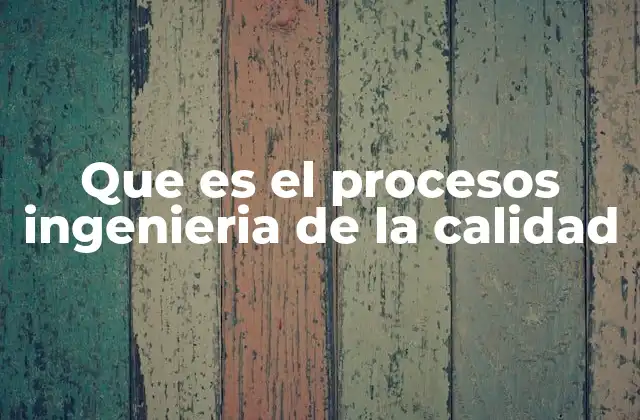 Que es el Procesos Ingenieria de la Calidad