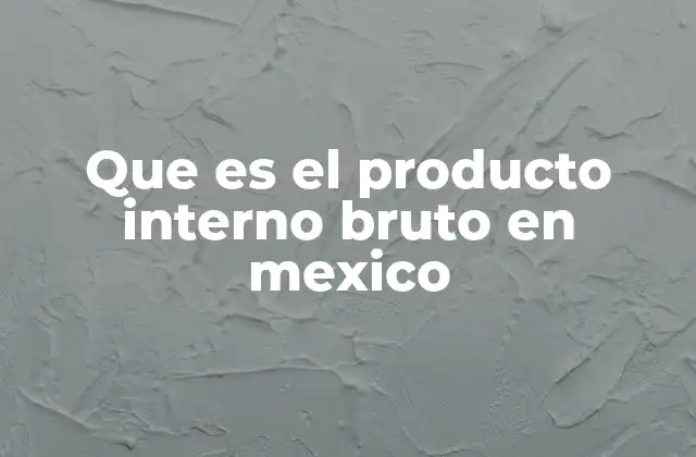 Que es el Producto Interno Bruto en Mexico
