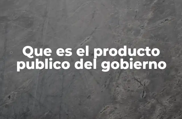Que es el Producto Publico Del Gobierno