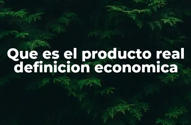 Que es el Producto Real Definicion Economica