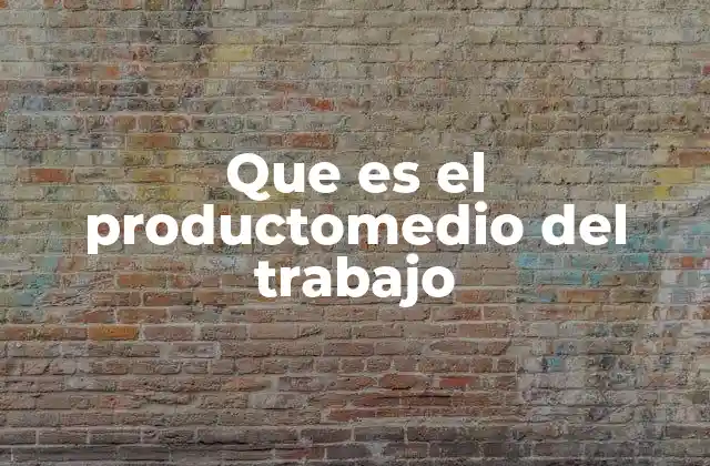 Que es el Productomedio Del Trabajo