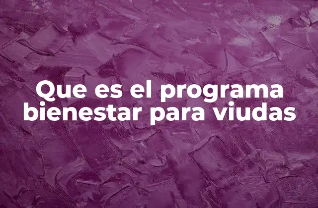 Que es el Programa Bienestar para Viudas
