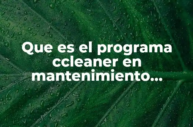 Que es el Programa Ccleaner en Mantenimiento Correctivo y Preventivo