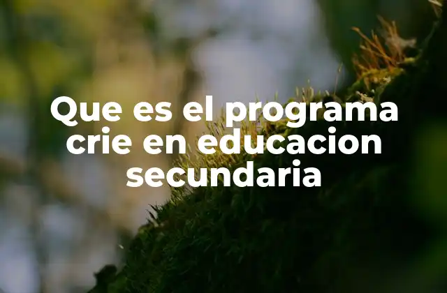 Que es el Programa Crie en Educacion Secundaria