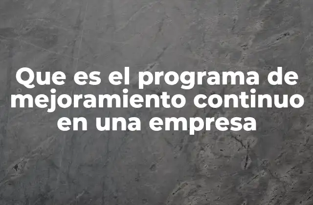 Que es el Programa de Mejoramiento Continuo en una Empresa