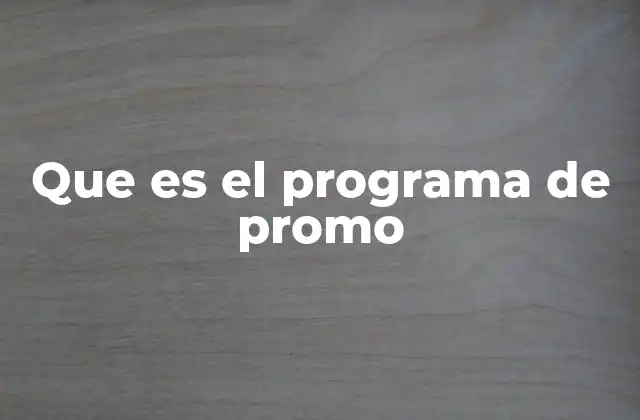 Que es el Programa de Promo