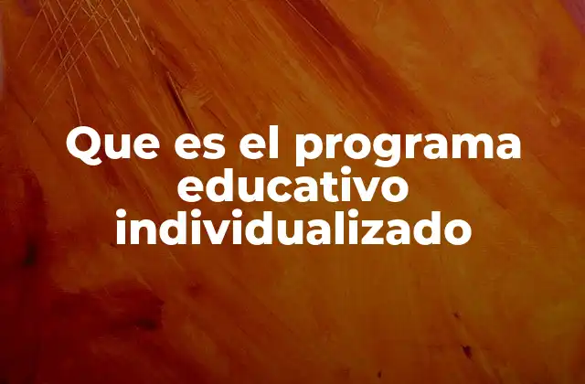 Que es el Programa Educativo Individualizado