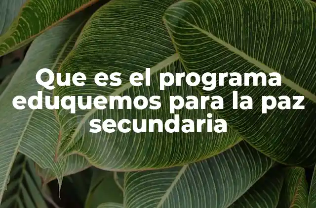 Que es el Programa Eduquemos para la Paz Secundaria