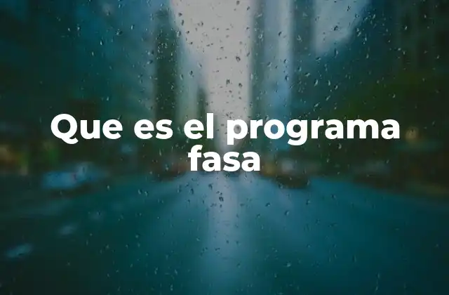 Que es el Programa Fasa 2 Cómo funciona el Programa FASA