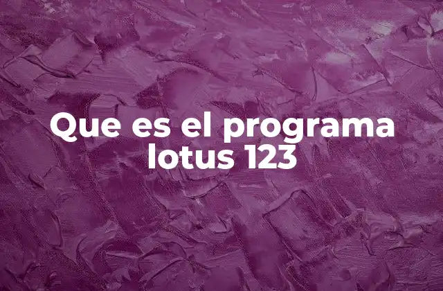 Que es el Programa Lotus 123