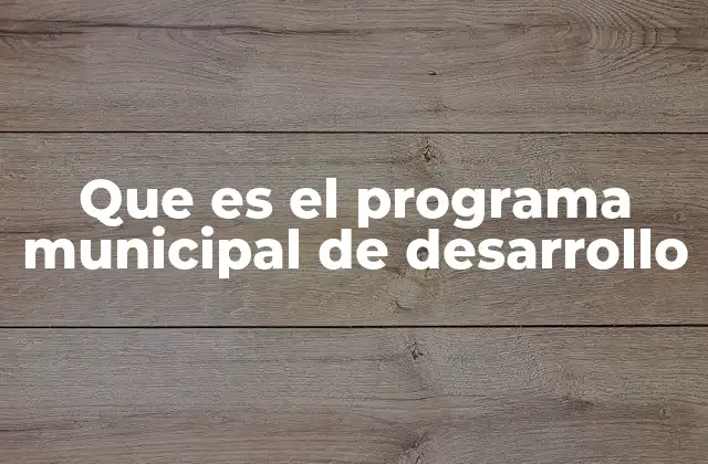 Que es el Programa Municipal de Desarrollo