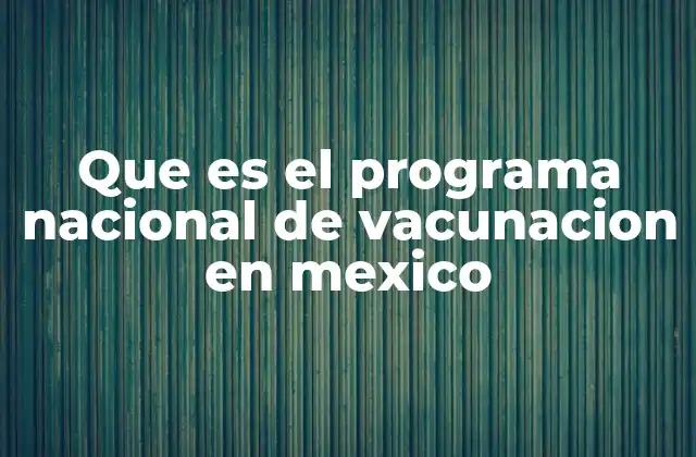 Que es el Programa Nacional de Vacunacion en Mexico