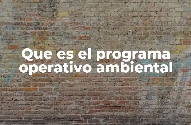 Que es el Programa Operativo Ambiental